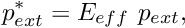 \[ p_{ext}^* = E_{eff} \ p_{ext}, \]