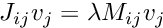 $ J_{ij} v_{j} = \lambda M_{ij} v_{j} $