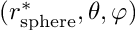 $ (r_{\rm sphere}^*, \theta, \varphi) $
