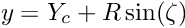 \[ y = Y_c + R \sin(\zeta) \]