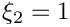 $\xi_2 = 1$