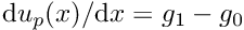 $ \mbox{d}u_p(x)/ \mbox{d} x = g_1-g_0$