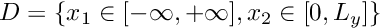 $ D = \{x_1 \in [-\infty,+\infty], x_2 \in [0,L_y]\} $