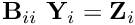 ${\bf B}_{ii} \ {\bf Y}_i = {\bf Z}_i$