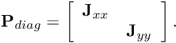 \[ {\bf P}_{diag}= \left[ \begin{array}{cc} {\bf J}_{xx}& \\ &{\bf J}_{yy} \end{array} \right]. \]