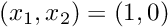 $ (x_1,x_2) = (1,0)$