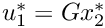 $ u^{*}_{1} = Gx^{*}_{2} $