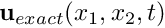 $ {\bf u}_{exact}(x_1,x_2,t)$