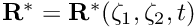 $ \mathbf{R}^* = \mathbf{R}^*(\zeta_1,\zeta_2,t) $