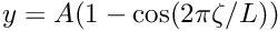 \[ y = A (1 - \cos(2\pi\zeta/L) )\]