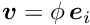 $ \mbox{\boldmath$v$} = \phi\, \mbox{\boldmath$e$}_{i}$