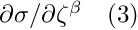 $ \partial \sigma / \partial \zeta^{\beta} \quad (3) $