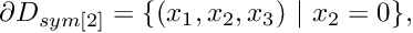 $ \partial D_{sym[2]} = \{(x_1,x_2,x_3) \ | \ x_2=0\}, $