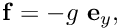 $ {\bf f} = - g \ {\bf e}_y, $