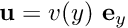 $ {\bf u} = v(y)\ {\bf e}_y $