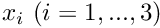 $x_i \ (i=1,...,3)$