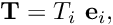 \[ {\bf T} = T_i \ {\bf e}_i, \]