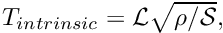 $T_{intrinsic} = {\cal L} \sqrt{\rho /{\cal S}},$