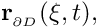 \[ {\bf r}_{_{\partial D}}(\boldmath{\xi},t), \]