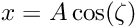 \[ x = A \cos(\zeta) \]