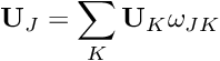 \[ {\bf U}_J = \sum_{K} {\bf U}_{K} \omega_{JK} \]